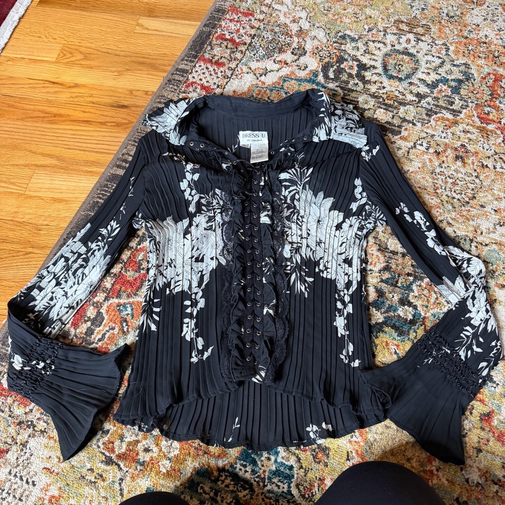 Y2K corset pleated blouse